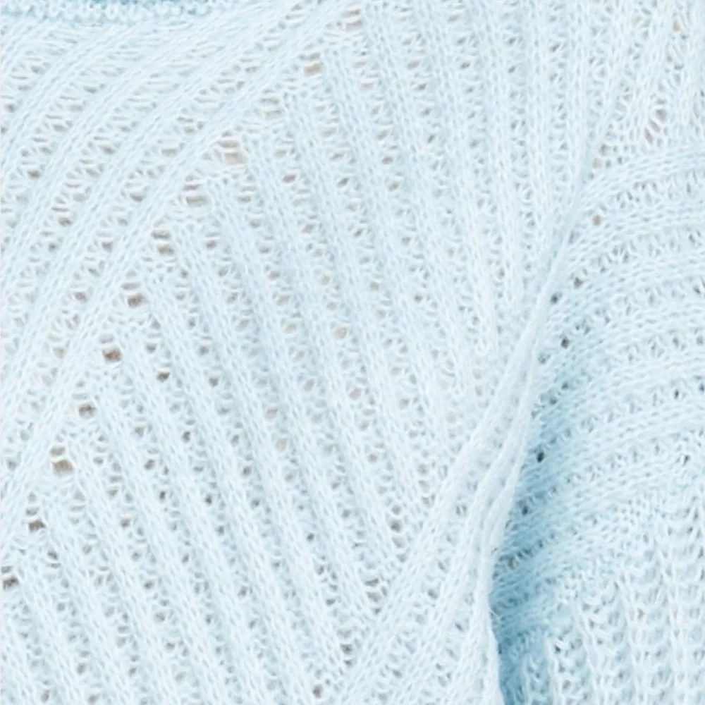 LINE & DOT Bea Oversized Turtleneck Crochet Style Knit in Light Blue Medium New - Picture 13 of 13